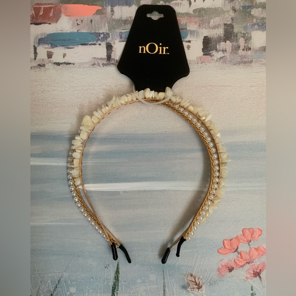 New Dainty Beachy Crystal Chip Shell & Pearl Headband Set🐚🐚